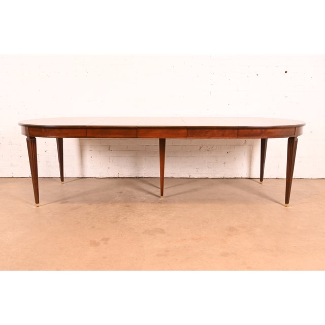 French Kindel Furniture French Regency Louis XVI Cherry Wood Extension Dining Table, Newly Refinished For Sale - Image 3 of 15