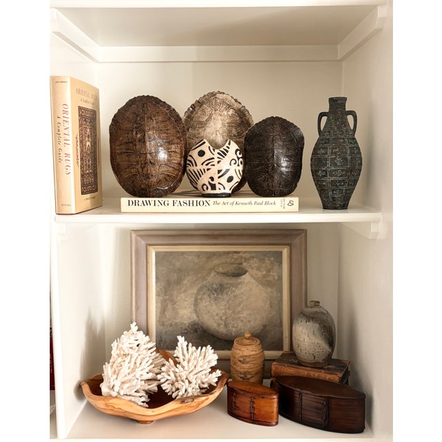 Beautiful vintage bronze amphora-style vase featuring a striking verdigris green patina with incised geometric floral...