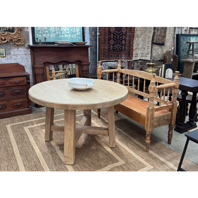 Mid-Century Modern 48" Round Reclaimed Elm Wood Dining Table by Adoorne For Sale - Image 3 of 5