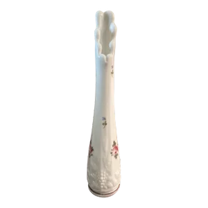 Westmoreland Small Milkglass Bud Vase White With Rose Bud Floral Pattern Vintage