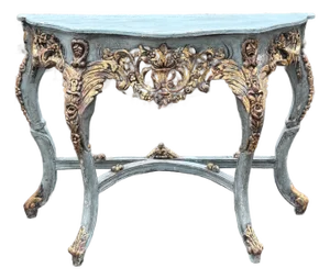 Ornately Carved Hand Painted Parcel Gilt Console / Hall Table