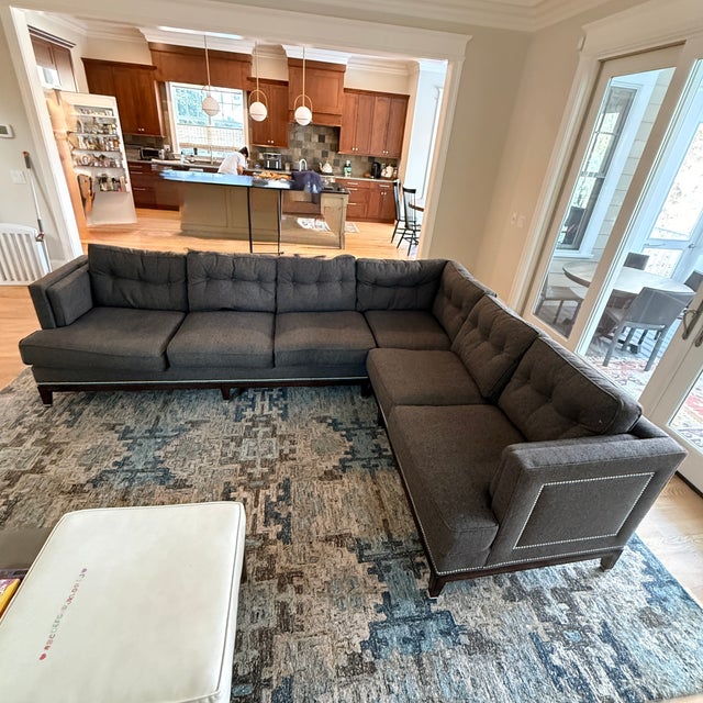 Charcoal Gray Vanguard Whitaker Sectional The Vanguard Furniture Whitaker sectional by Michael Weiss features clean lines...