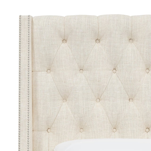 Spritely Home Bellevue Wingback Bed in Linen Talc For Sale - Image 4 of 5
