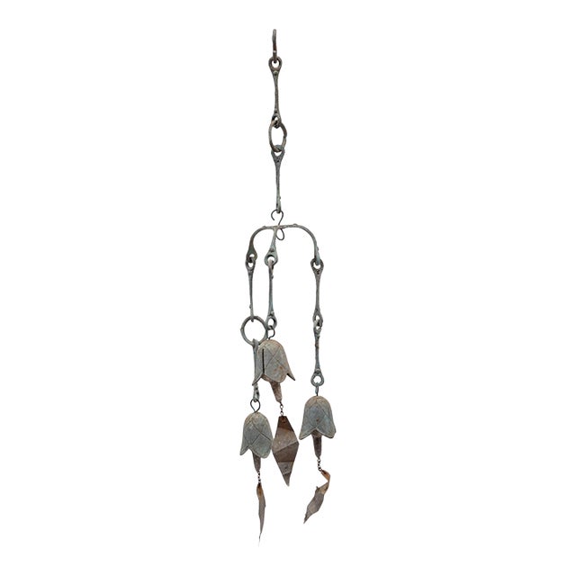 1970s Tripod Cluster Bronze and Copper Wind Chime For Sale