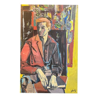 Frank Chabry, The Student, Oil on Canvas / Paper For Sale