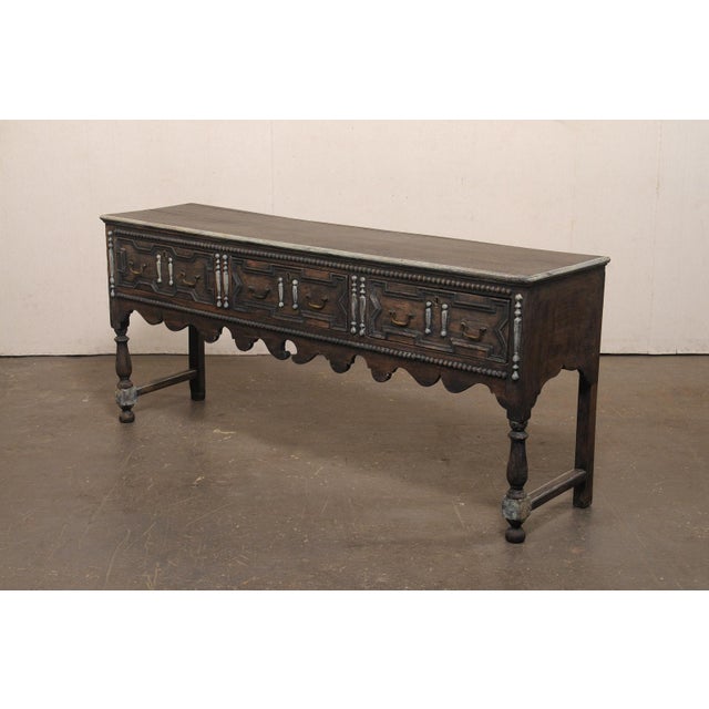 Late 18th C. English 3-Drawer Console Table For Sale - Image 9 of 12