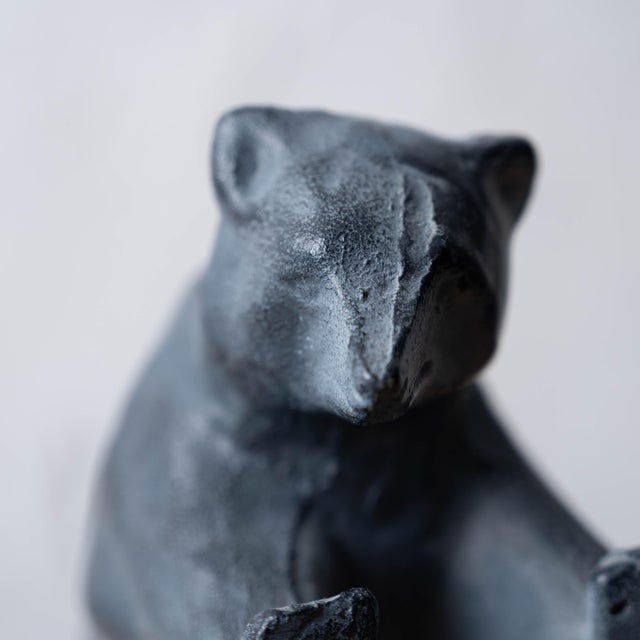 Takaoka Tekki Cast Iron Bear Bookends, Urushi Finish, c.1990 For Sale - Image 4 of 8