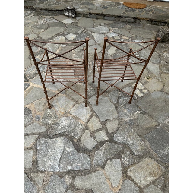 Metal Vintage Neoclassic Diego Giacometti Style Iron Outdoor Dining Chairs -Set of 4 For Sale - Image 7 of 15
