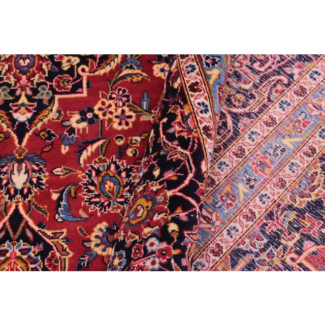 Traditional 1970s Hand-Knotted Wool Rug – 8'0" X 11'11" Red & Blue Traditional Medallion For Sale - Image 3 of 7