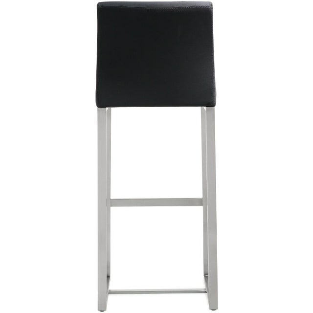 2020s Denmark Black Vegan Leather & Steel Bar Stools - Set of 2 For Sale - Image 5 of 12