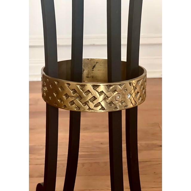 20th Century Iron and Brass Gueridon With Black Granite Top For Sale - Image 10 of 12