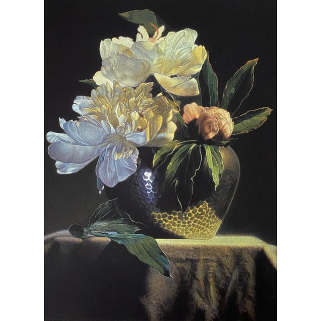 "Peonies and Pewter" Limited Edition Archival Still Life Print by Master Realist Alex Gnidziejko For Sale
