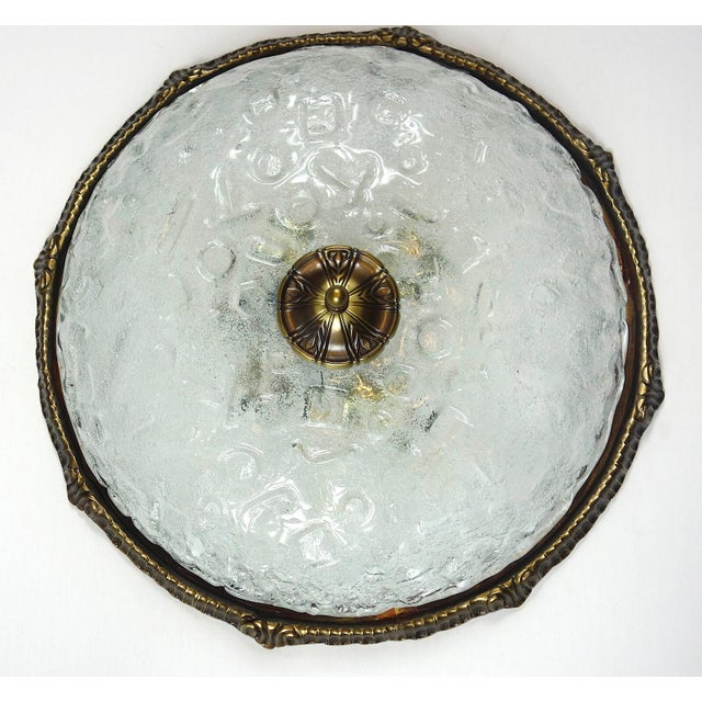 Metal Brass-Frosted Glass Ceiling Lamp with Four Lights from Schröder & Co., 1960s For Sale - Image 7 of 7