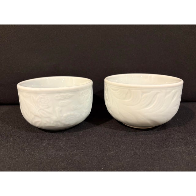 Late 20th Century Celadon Porcelain Bowls With Wildlife and Floral Raised Relief Motifs - A Pair For Sale - Image 4 of 10