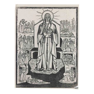 Diego Donati, Religious Scene, Woodcut, 1968 For Sale