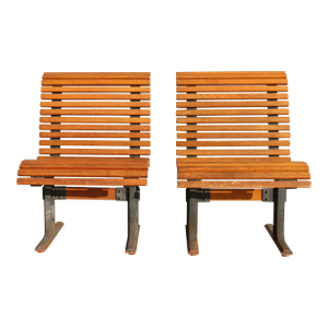 1950’s Pair of Vintage Slatted Oak Benches by Falcon