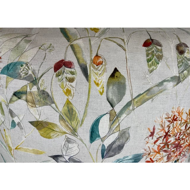 20" Square Decorative Throw Pillow Decorated With A Brilliant Orange Floral And Foliage Watercolor-like Printed Pattern -...