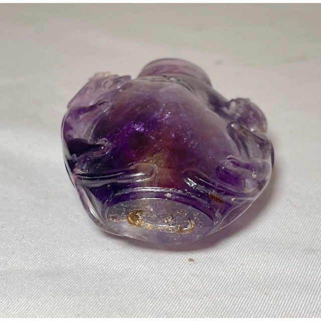 Share Antique Chinese Hand Carved Amethyst Stone Snuff Bottle Jar Sculpture Trinket For Sale - Image 12 of 12