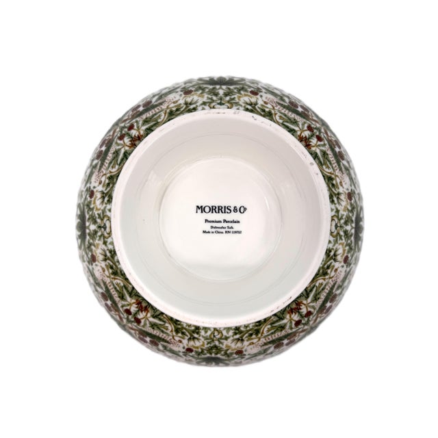 English Morris & Co. Strawberry Thief 11" Diam Porcelain Pedestal Bowl For Sale - Image 3 of 8