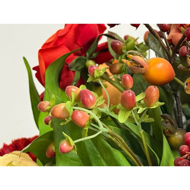 Classical Faux Rose + Fruit Floral Arrangement For Sale - Image 9 of 12
