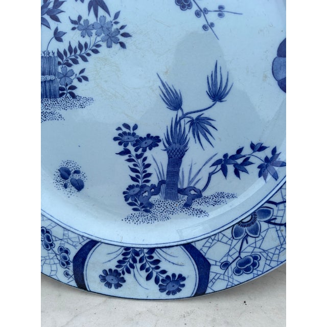 Large 19th Century French Blue & White Japon Platter signed Creil Montereau. 13 inches diameter. This service is exposed...