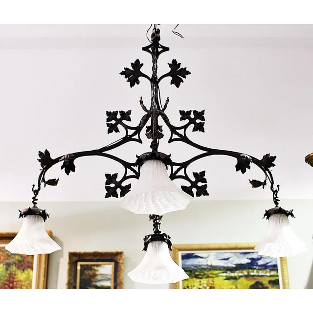 French French Wrought Iron Chandelier by F. Marrou For Sale - Image 3 of 7
