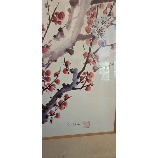 Beige Gorgeous Pair of Silk Chinese Paintings With Gilt Faux Bamboo Frames For Sale - Image 8 of 10