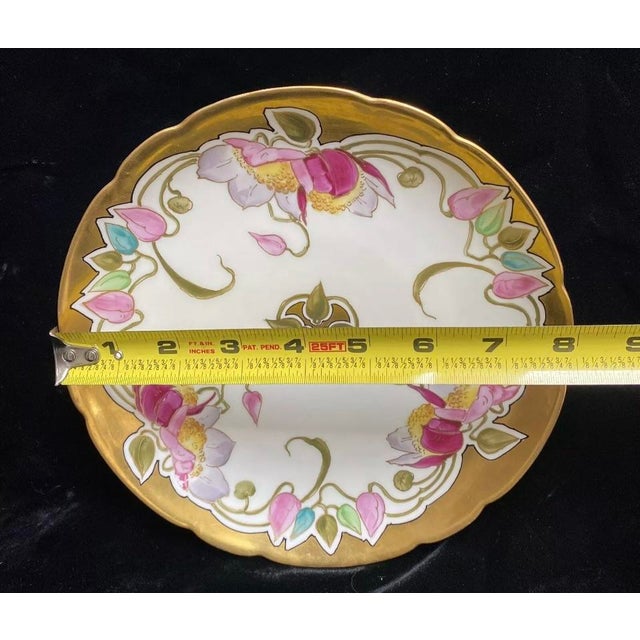 Antique Art Nouveau Wg Limoges Jh Stouffer Chicago Hand Painted Cabinet Plate For Sale - Image 6 of 9