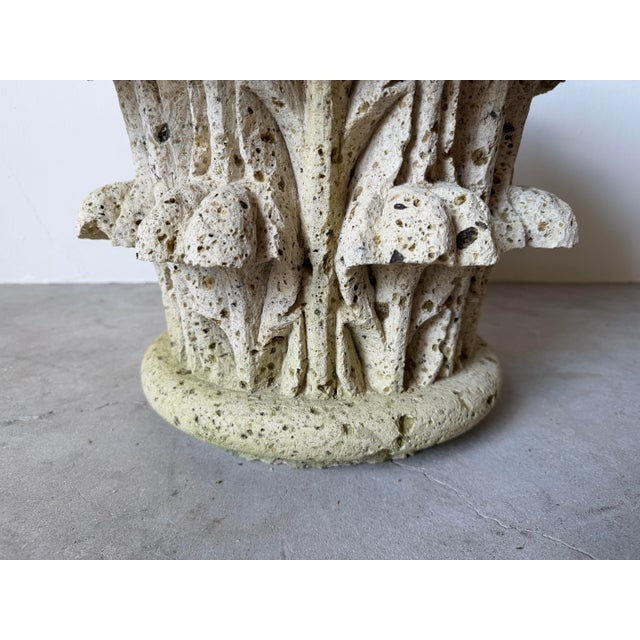 1970s Vintage Carved Stone Corinthian Capital Architectural Coffee Table Base For Sale - Image 9 of 12