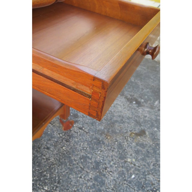 Wood 1940s Mahogany Inlay Drop Leaf Bar Server Tea Coffee Cart With Glass Tray 6052 For Sale - Image 7 of 18