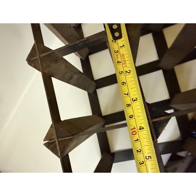Vintage Industrial Wood & Galvanized Iron 12-Bottle Wine Rack For Sale - Image 9 of 10