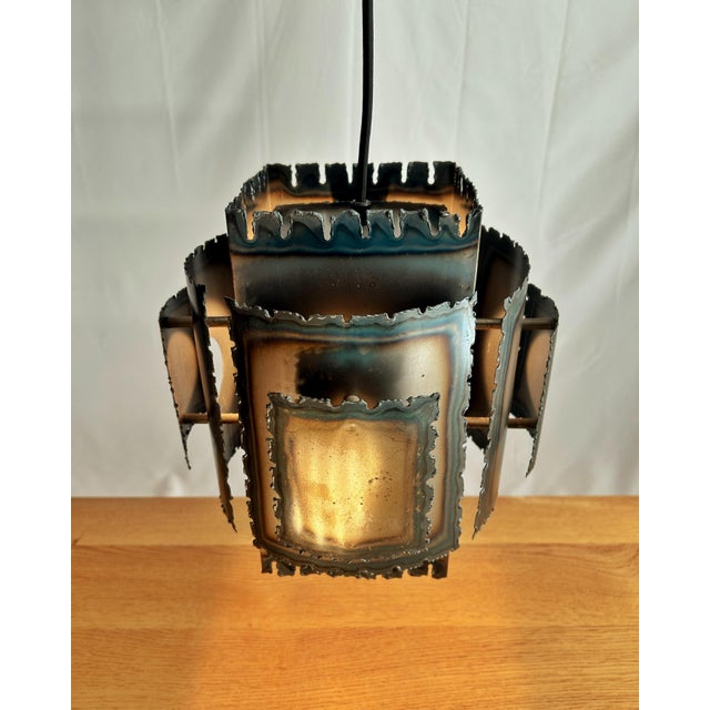 Pendant Lamp in Flame-Cut Steel attributed to Svend Aage Holm Sørensen, Denmark, 1960s For Sale - Image 4 of 5