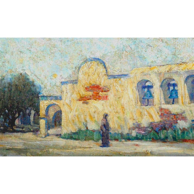 American Early 20th Century Mission San Juan Capistrano - Figurative Landscape by Warren E. Rollins For Sale - Image 3 of 5