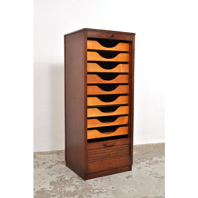 Vintage Roller Door Cabinet in Oak and Beech, 1930s For Sale - Image 4 of 12