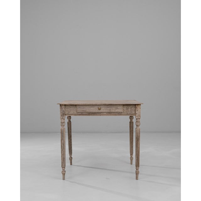 19th Century French Provincial Oak Side Table with Single Drawer For Sale - Image 16 of 18