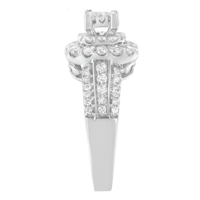Early 21st Century 14K White Gold Diamond Vintage Ring (1 cttw, H-I Color, I1-I2 Clarity) - Size 8 For Sale - Image 5 of 7