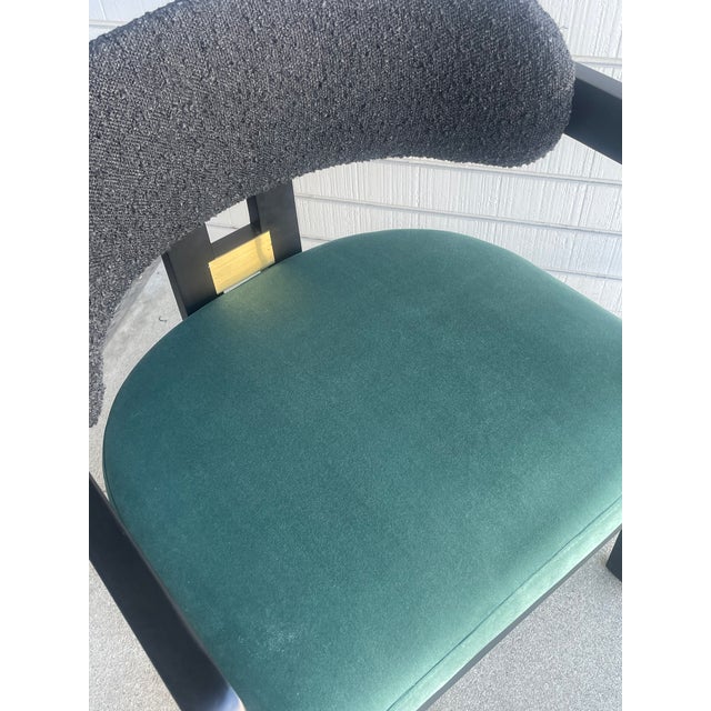 Contemporary Conan Wood Dining Armchair Chair in Green and Black For Sale - Image 3 of 5
