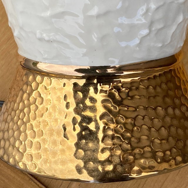 Mid-Century Modern Incised Ceramic Table Lamp For Sale - Image 9 of 13