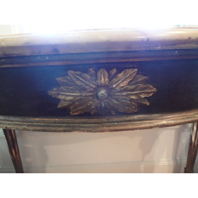 Wood 18th Century Italian Louis XVI Ebonized and Parcel Gilt Console Table For Sale - Image 7 of 12