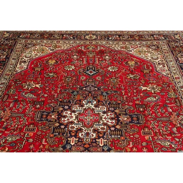 Red Middle Eastern Hand-Knotted Tabriz Rug For Sale - Image 8 of 11