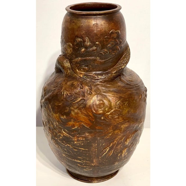 Metal Late 19th Century Japonisme Dragon Motif Copper Clad Vase by Bretby Pottery For Sale - Image 7 of 8