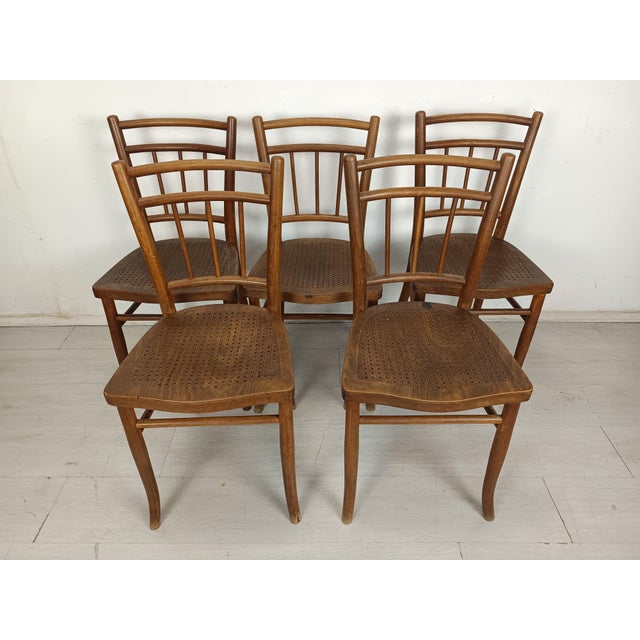 Vintage Bistro Chairs from Thonet, 1920s, Set of 5 For Sale - Image 3 of 18