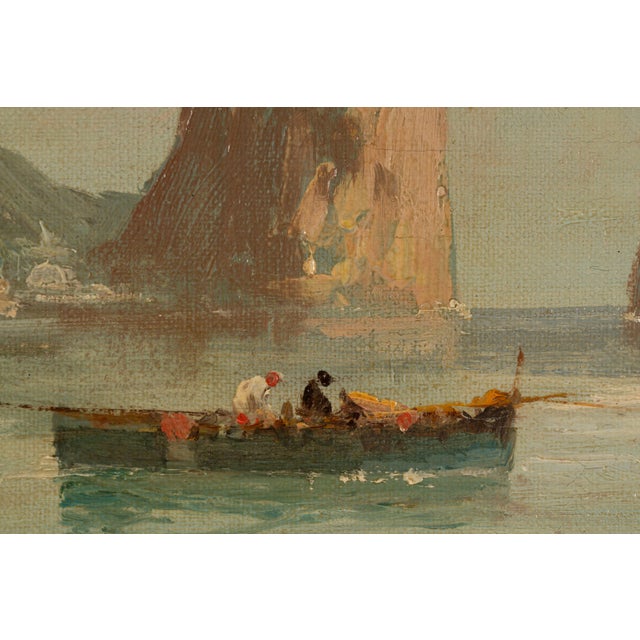 1930s Ezelino Briante, Fishermen and Faraglioni, Oil on Canvas For Sale - Image 5 of 15