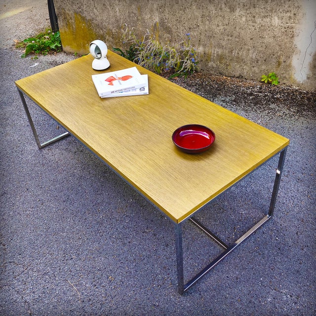 Coffee Table in Oak and Chromed Steel, 1980s For Sale - Image 8 of 18