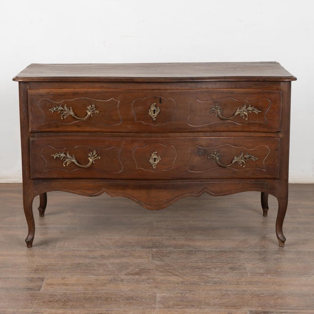Rococo 19th Century Italian Walnut Rococo Chest of Two Drawers For Sale - Image 3 of 10