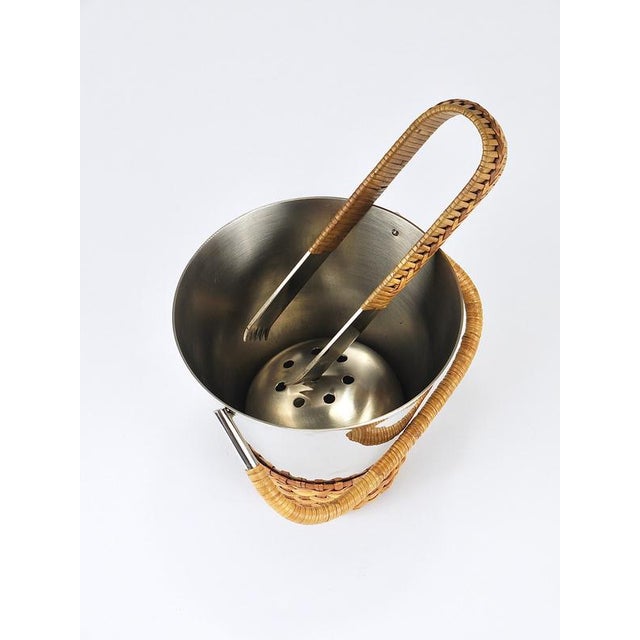 Vintage Nickel-Plated Ice Bucket and Tongs by Carl Auböck, Austria, 1950s, Set of 2 For Sale - Image 15 of 16