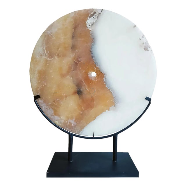 Indonesian Onyx Disk on Stand For Sale