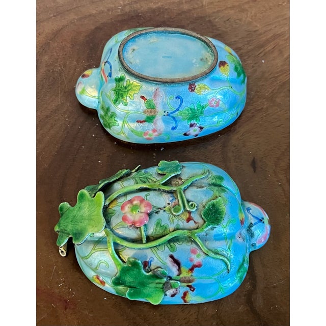 Antique Chinese Cloissone Enamel Melon Box For Sale - Image 11 of 12
