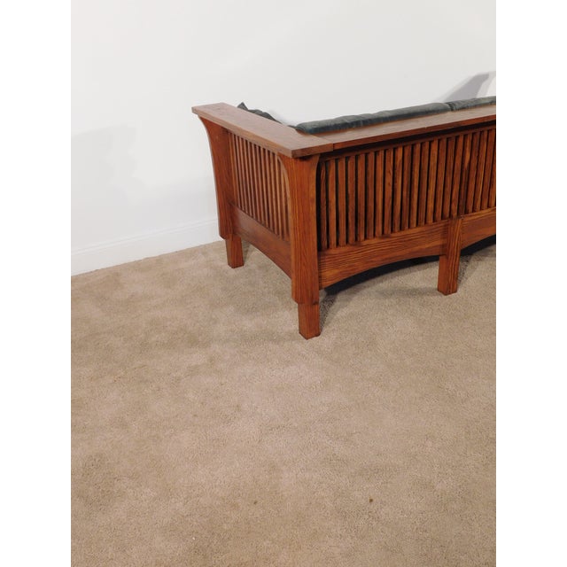 Brown Vintage Kimball Furniture Antique Style Mission Prairie Arts & Crafts Oak Sofa For Sale - Image 8 of 18