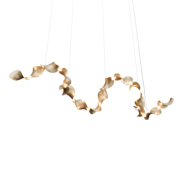 Dune 16 Curve Chandelier with Shades in Gold Metallic Tone by Daniel Becker for Moss Objects For Sale - Image 10 of 10